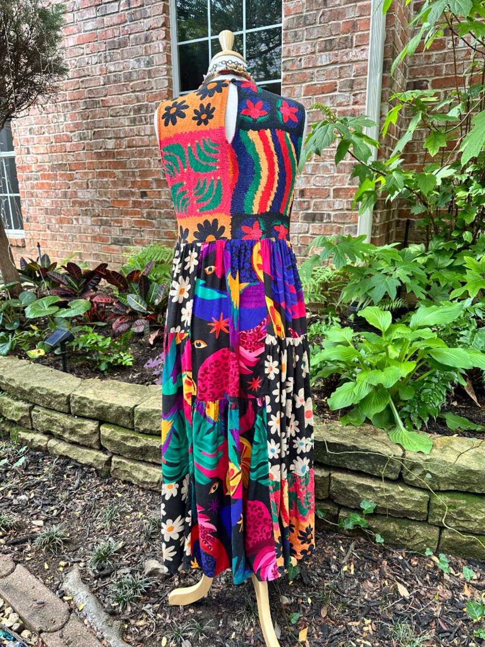 Anthropologie Farm Rio Pop Art Patchwork Midi Dress Sz SM - Picture 3 of 8